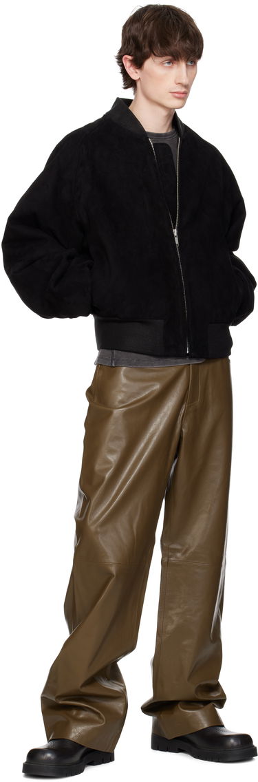Bukser Entire Studios Entire Studios Straight Leg Leather Pants Grøn | ESU-S25-13007-PE, 3
