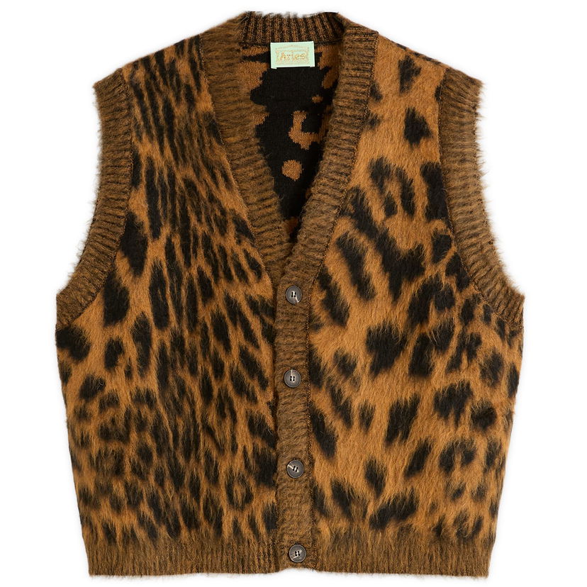 Vest Aries Brushed Leopard Print Vest Brun | AR40041-BRN