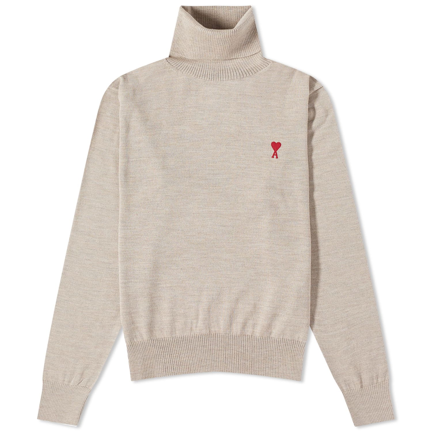 Sweater AMI Small A Heart Roll Neck Knit Beige | HKS411-KN0025-265, 0