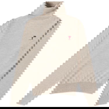 Sweater AMI Small A Heart Roll Neck Knit Beige | HKS411-KN0025-265, 0