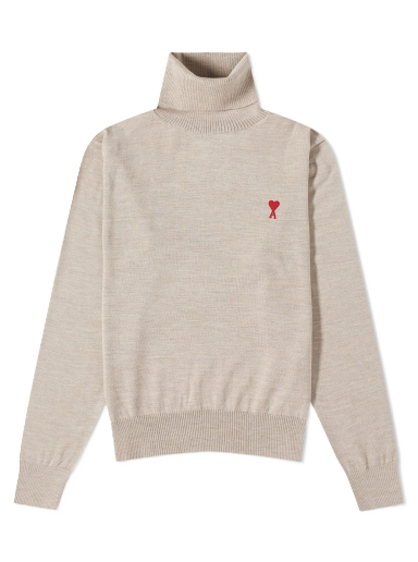 Sweater AMI Small A Heart Roll Neck Knit Beige | HKS411-KN0025-265