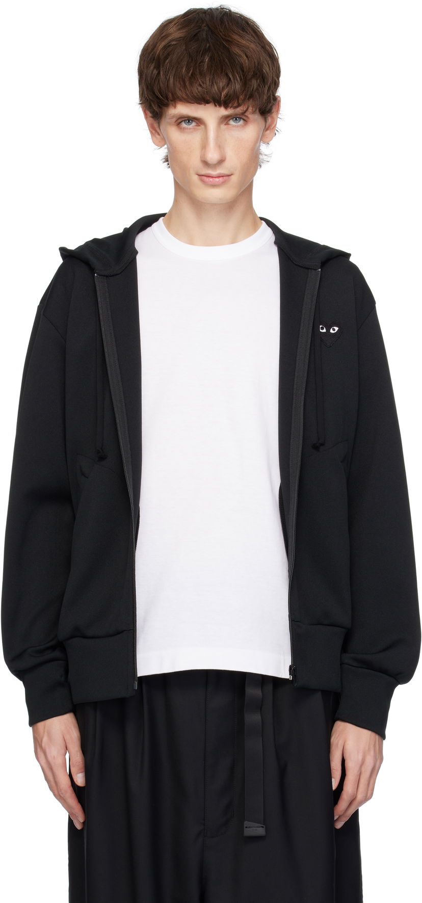 Sweatshirt Comme des Garçons Zip Hoodie with Big Heart Print Sort | AX-T254-051