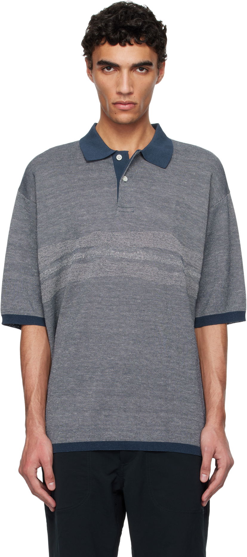 Polo skjorte NANAMICA nanamica Linen Knit Polo Blå | S25SH016U