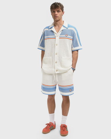 Shorts Casablanca Crochet Knit Striped Lounge Shorts Hvid | MPF25-KW-1011-01, 1