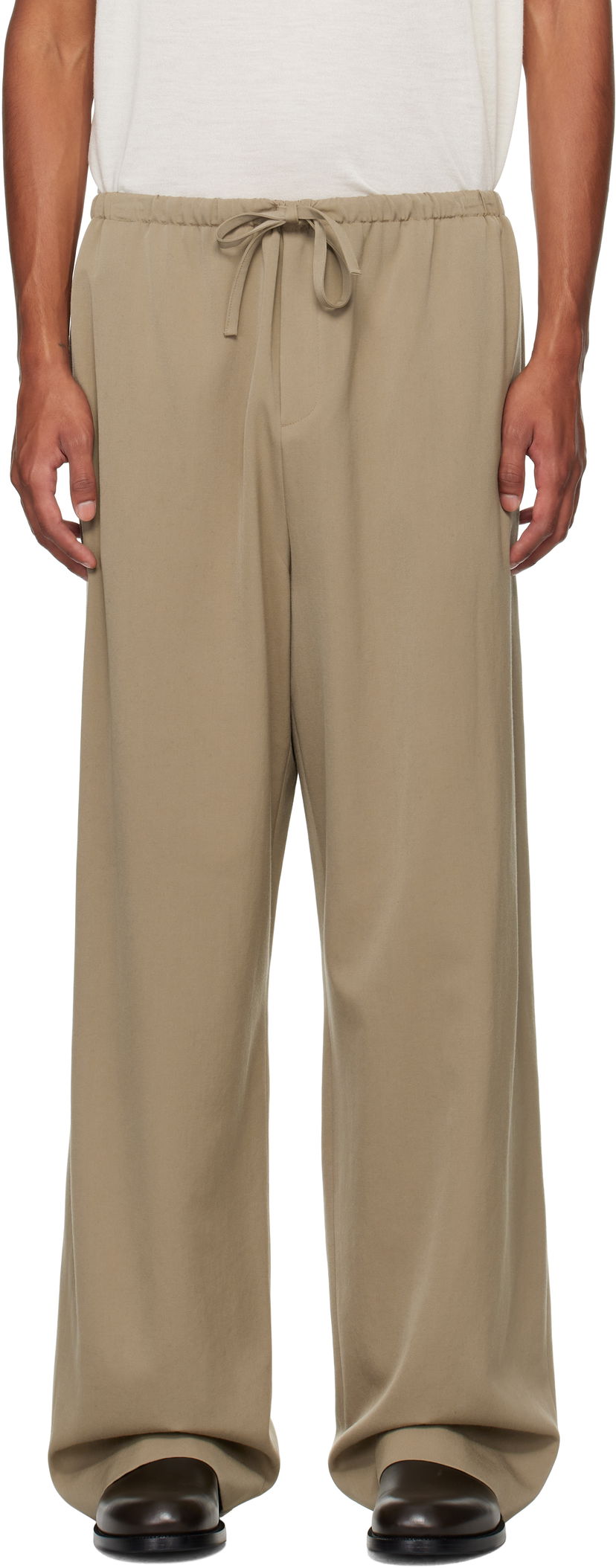 Bukser The Row The Row Donatello Wide-Leg Trousers Beige | 657-W3038
