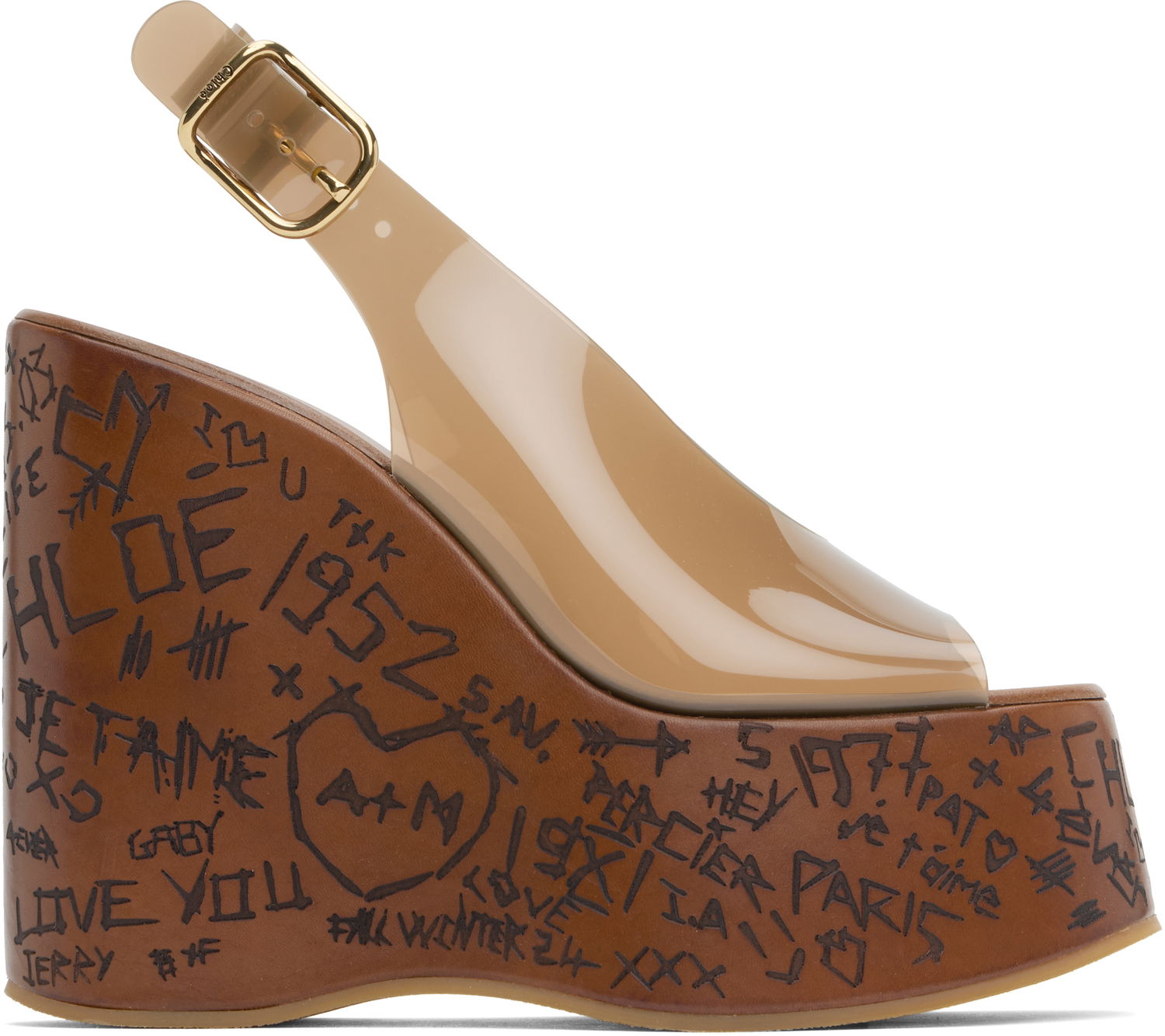 Skopleje CHLOÉ Chloe Maxime Wedge Sandals Brun | CHC25U09ZRT, 0
