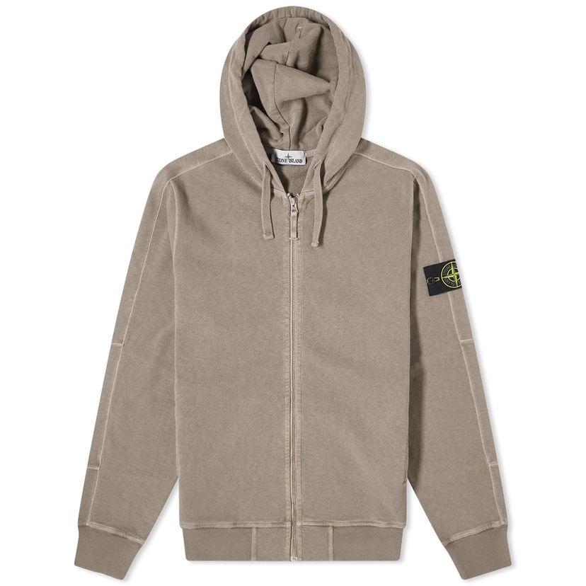 Sweatshirt Stone Island Garment Dyed Malfile Zip Hoodie Brun | 801563160-V0192
