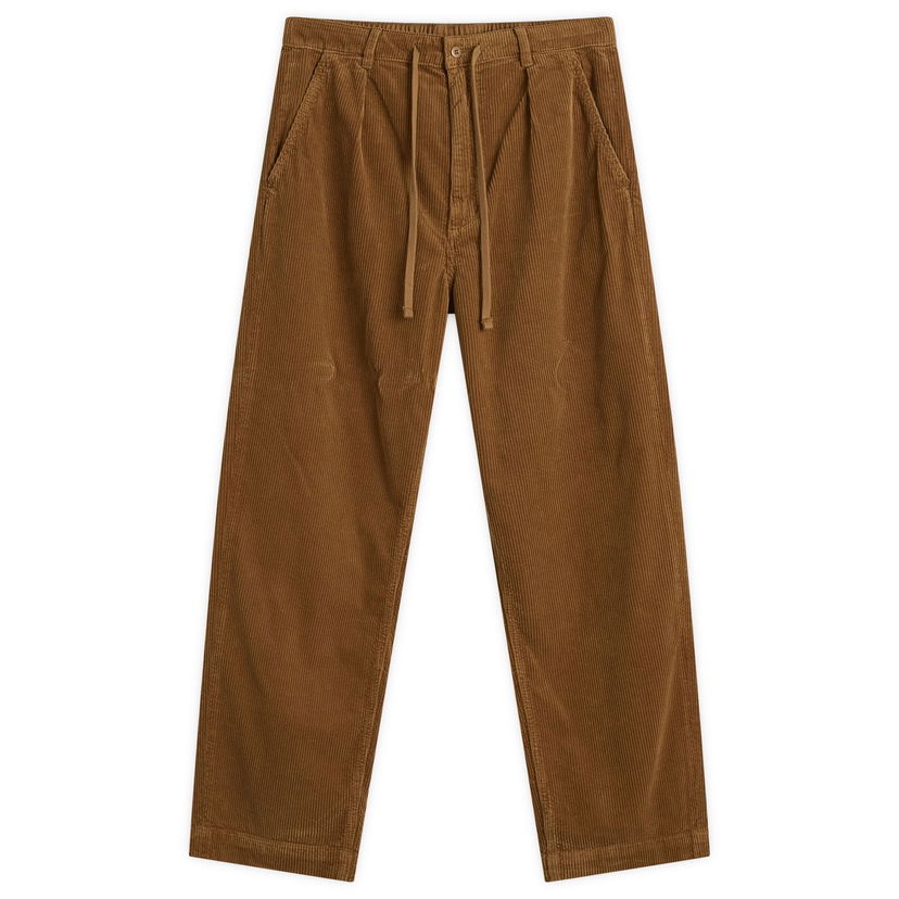 Bukser Polo by Ralph Lauren Pleated Corduroy Easy Pants, Size Large Brun | 710944489007-BRN