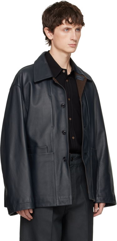 Jakke LEMAIRE Workwear Leather Jacket Mørkeblå | OW1172 LL0128, 1
