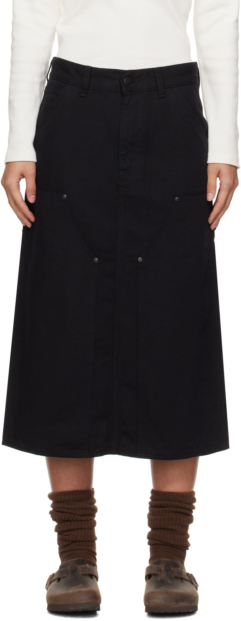 Nederdel Carhartt WIP Double Knee Midi Skirt Sort | I033773 8902
