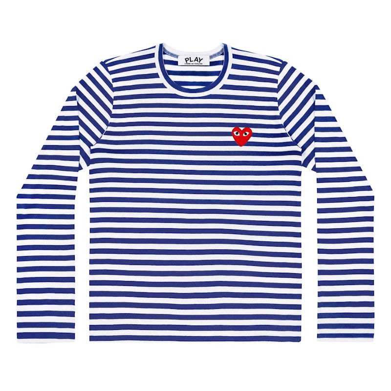 T-shirt Comme des Garçons Play Striped Long Sleeve T-Shirt Blå | AZ-T163-051-2