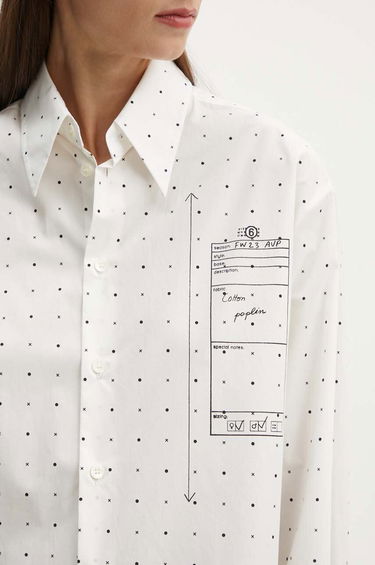 Skjorte Maison Margiela MM6 Relaxed Fit Shirt with Sketch Print Hvid | S52DT0014.S78157, 4
