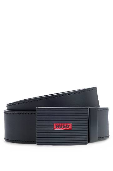 Bælter BOSS HUGO Reversible Leather Belt with Plaque Buckle Sort | 50537121, 0