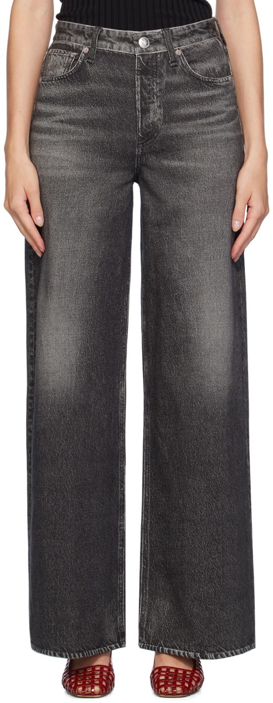 Jeans rag & bone Miramar Sofie Full Length Wide-Leg Trousers Sort | WCW24F70018201