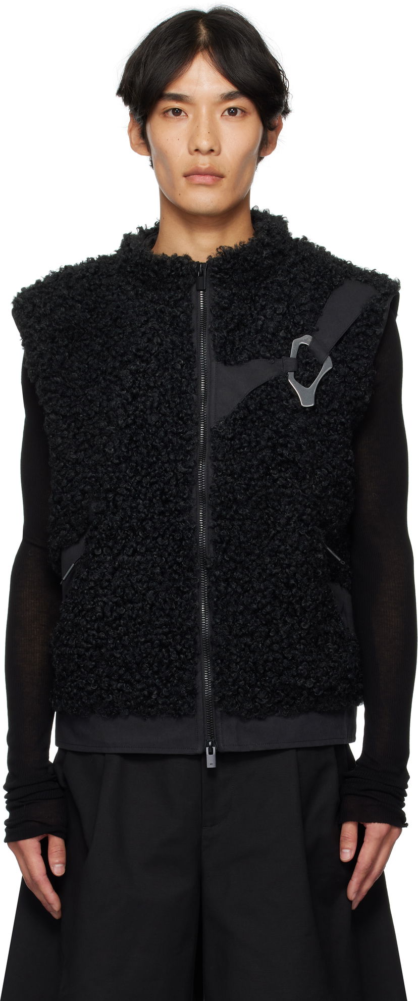 Vest HELIOT EMIL HELIOT EMIL Chiaroscuro Fleece Vest Sort | PREAW25_M_03_038_BLK01