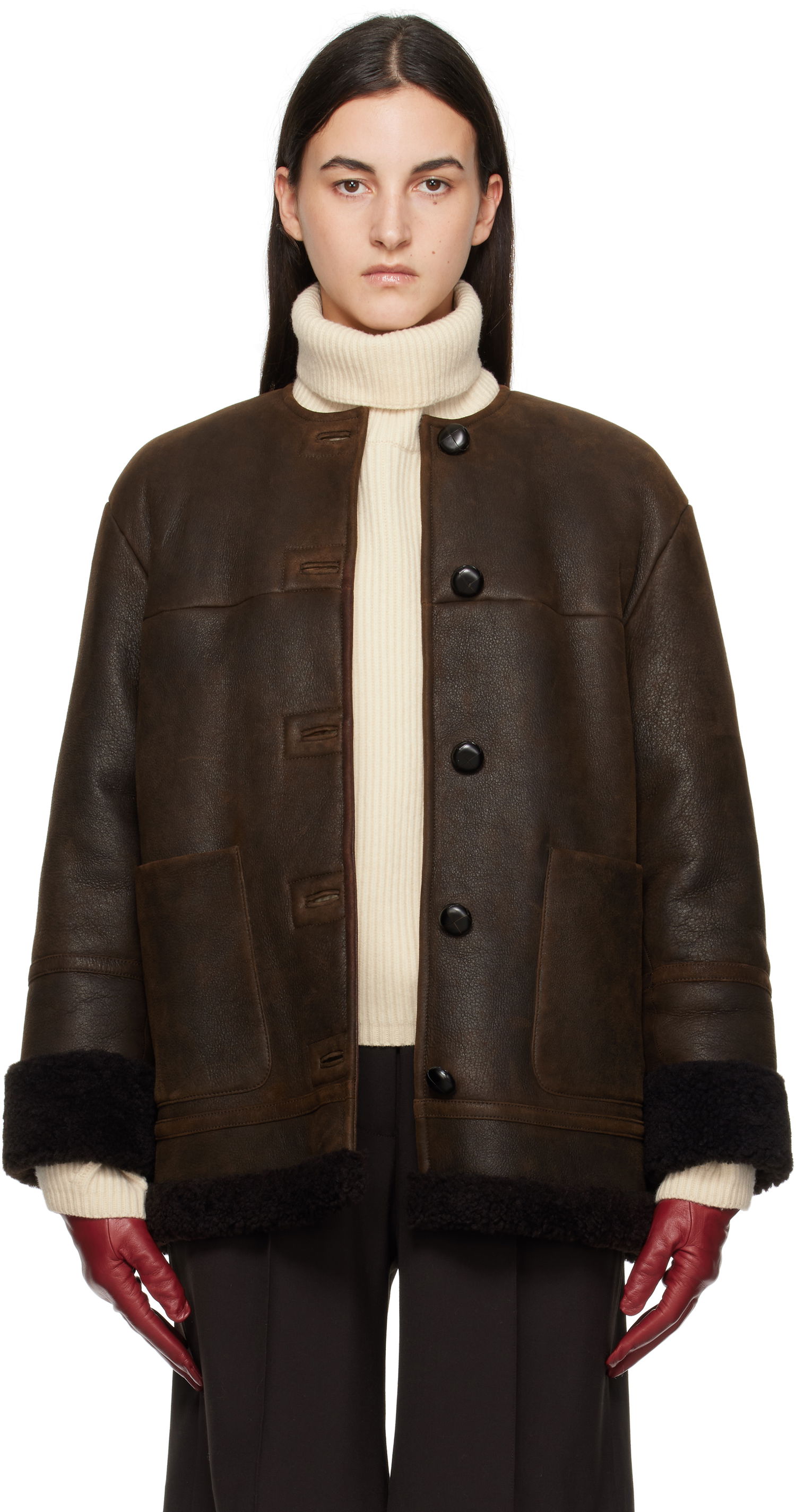 Jakke Max Mara Weekend Max Mara Shearling Jacket Brun | 2425416013600, 0