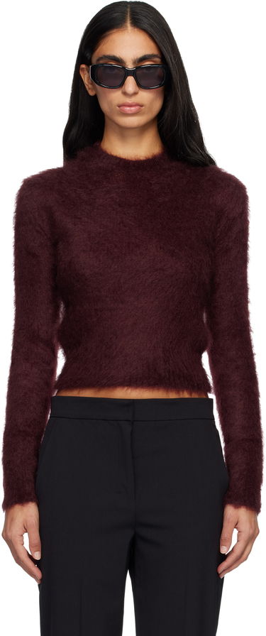 Sweater Max Mara Max Mara Adatti Fuzzy Cropped Mock-Neck Sweater Bourgogne | 2521366263600, 0