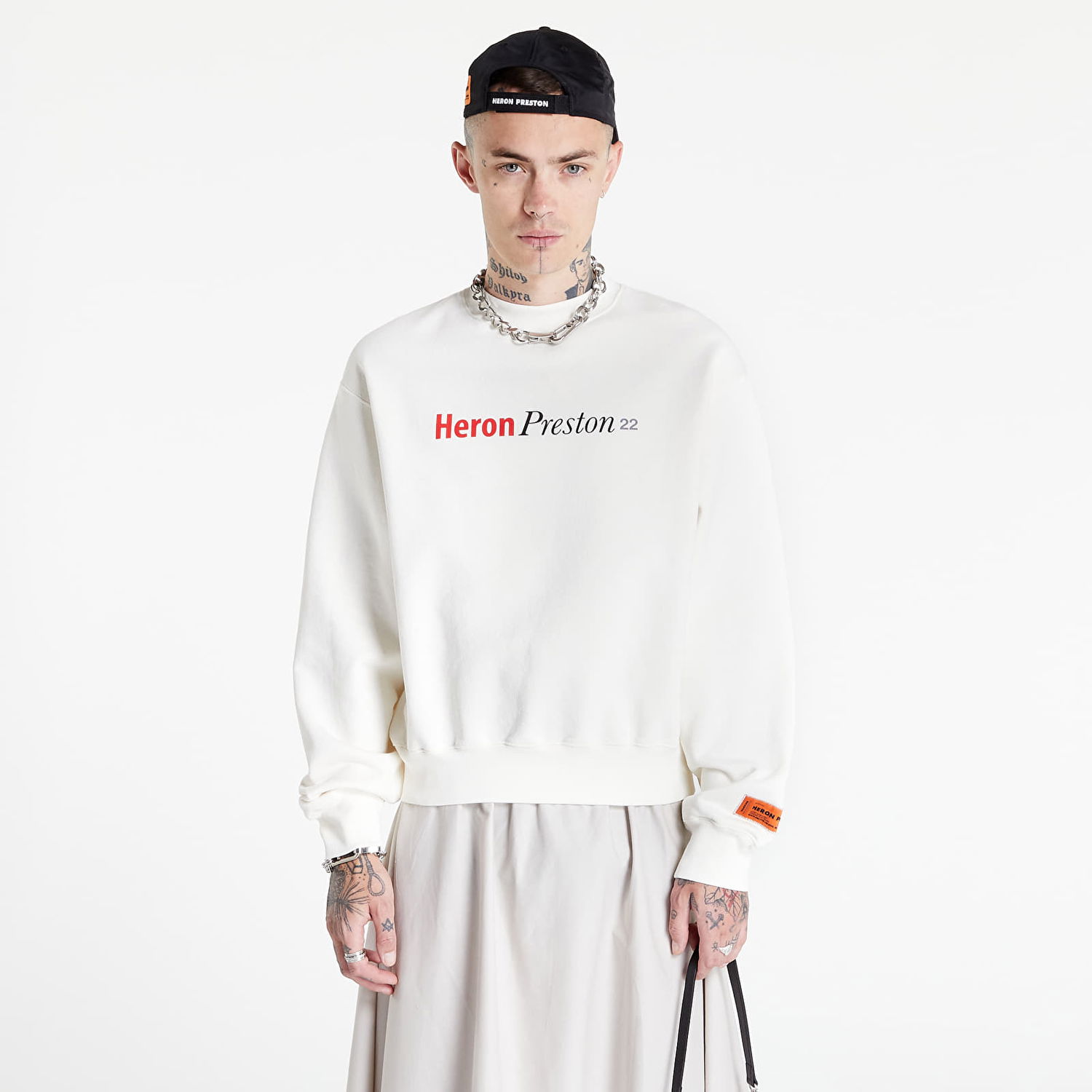 Sweatshirt HERON PRESTON Multi Heron Censored Crewneck Hvid | HMBA020F22JER0070184, 0