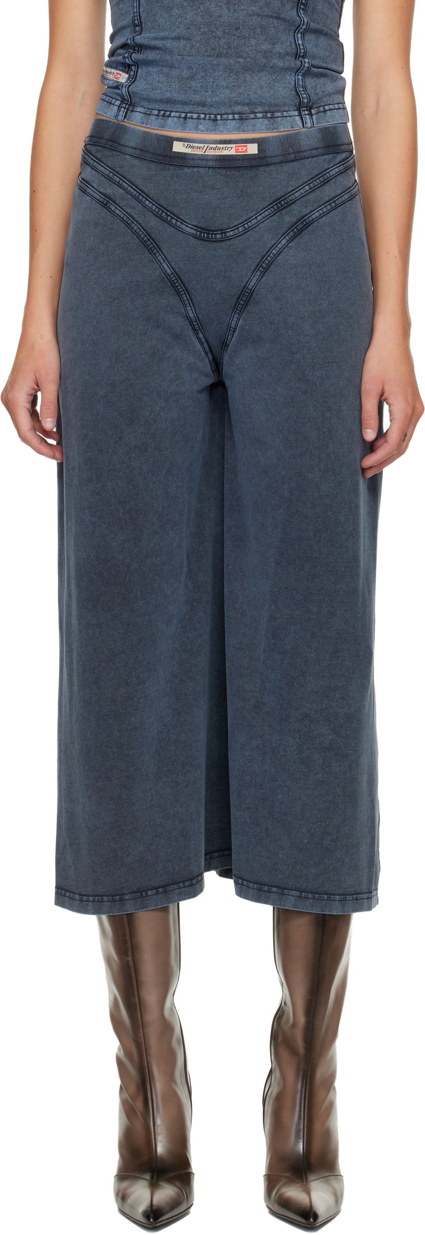 Nederdel Diesel O-Alline Washed V-Panel Midi Skirt Blå | A18394 0KIBY