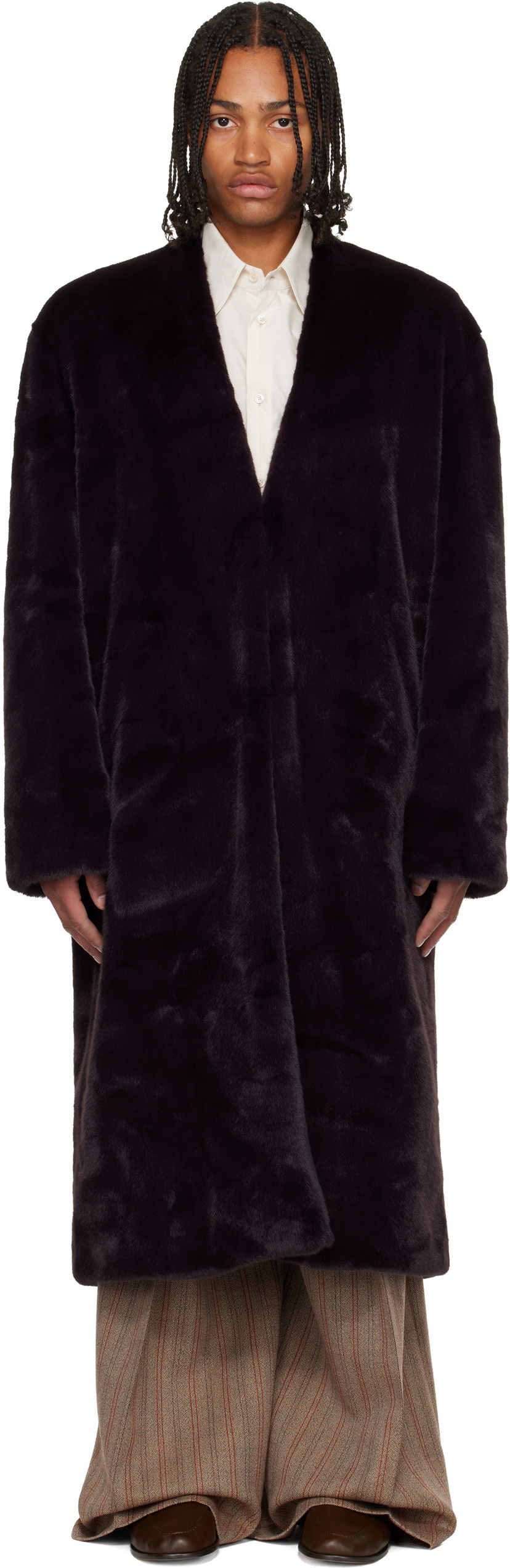 Frakker Casablanca Shawl Faux-Fur Coat Sort | M-AW25-OT-218-01