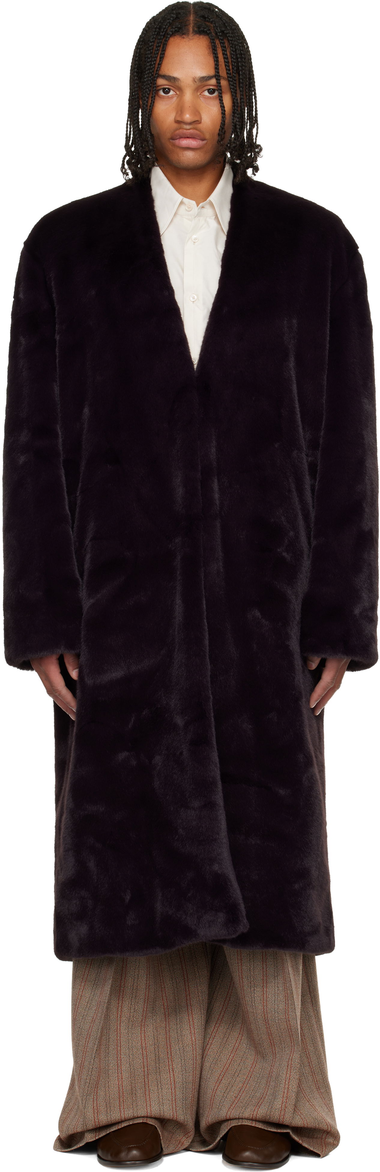 Frakker Casablanca Shawl Faux-Fur Coat Sort | M-AW25-OT-218-01, 0
