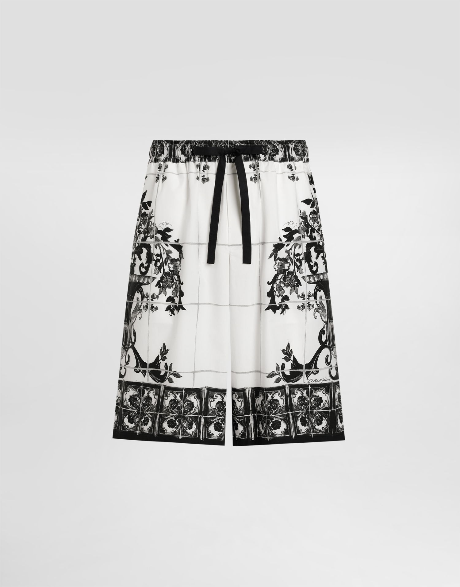Shorts Dolce & Gabbana Dolce & Gabbana Majolica-Print Poplin Shorts Hvid | GV37ATHH5ECI33TN, 0