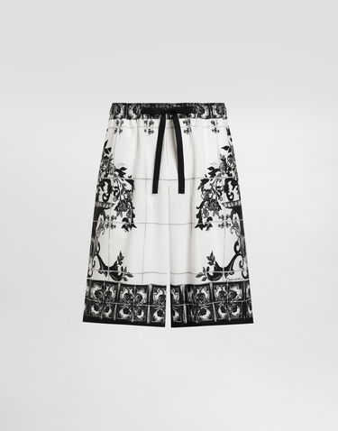 Shorts Dolce & Gabbana Dolce & Gabbana Majolica-Print Poplin Shorts Hvid | GV37ATHH5ECI33TN, 0