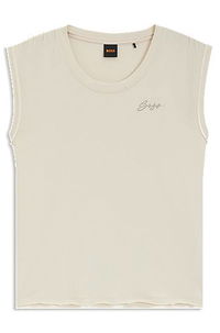 BOSS Cotton-Jersey Sleeveless Top with Logo