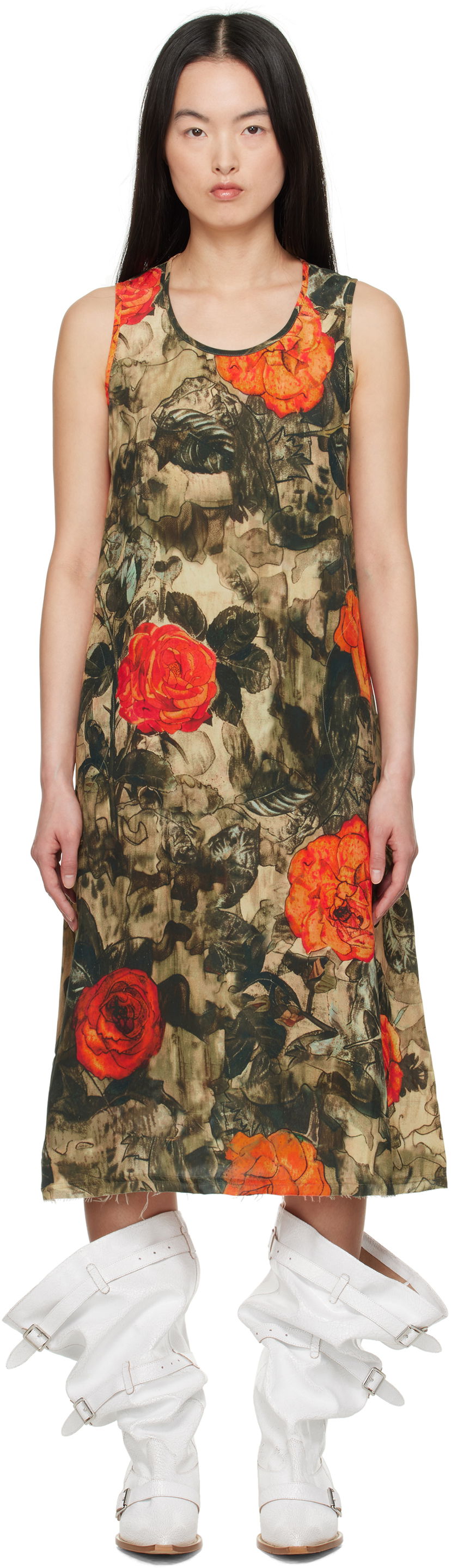 Kjole R13 R13 Sleeveless Rose Print Midi Dress Flerfarvet | R13WR304-R535A