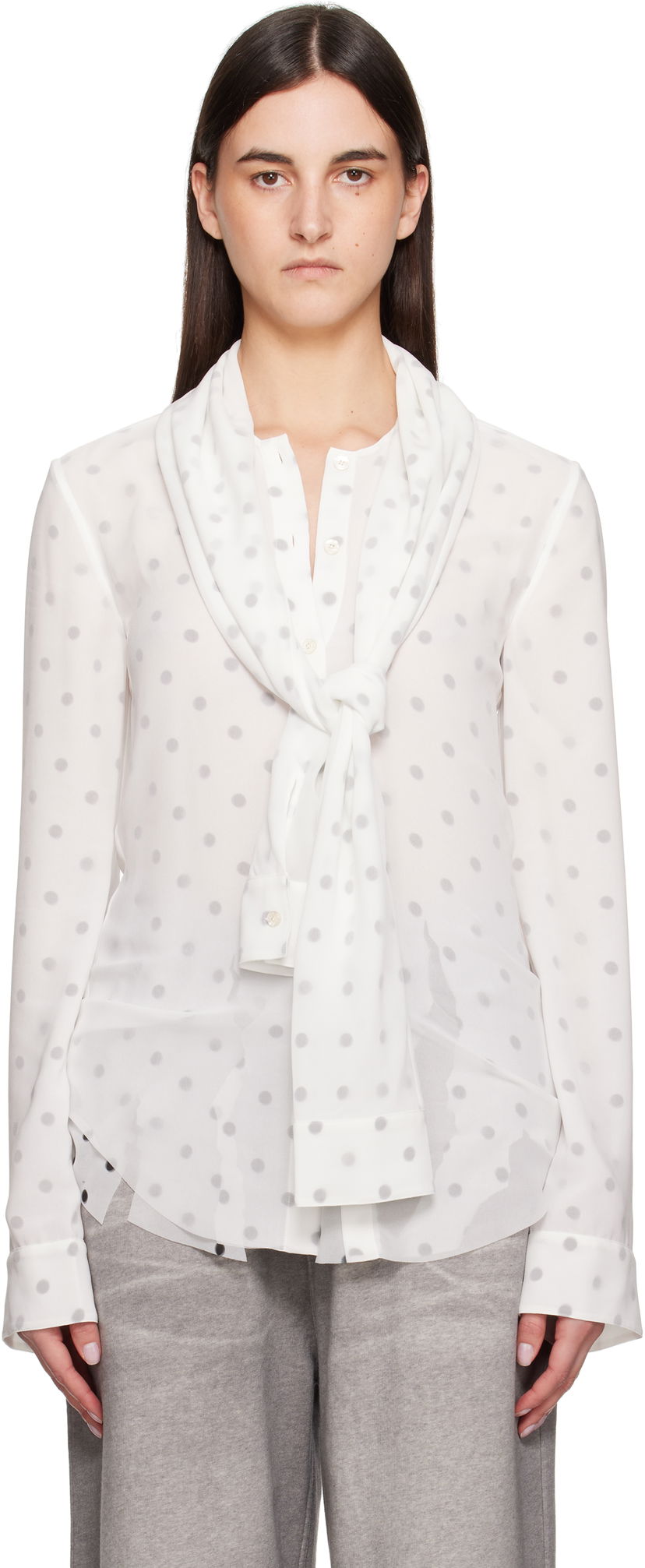 Skjorte Acne Studios Acne Studios Layered Polka Dot Blouse Hvid | AC0721-