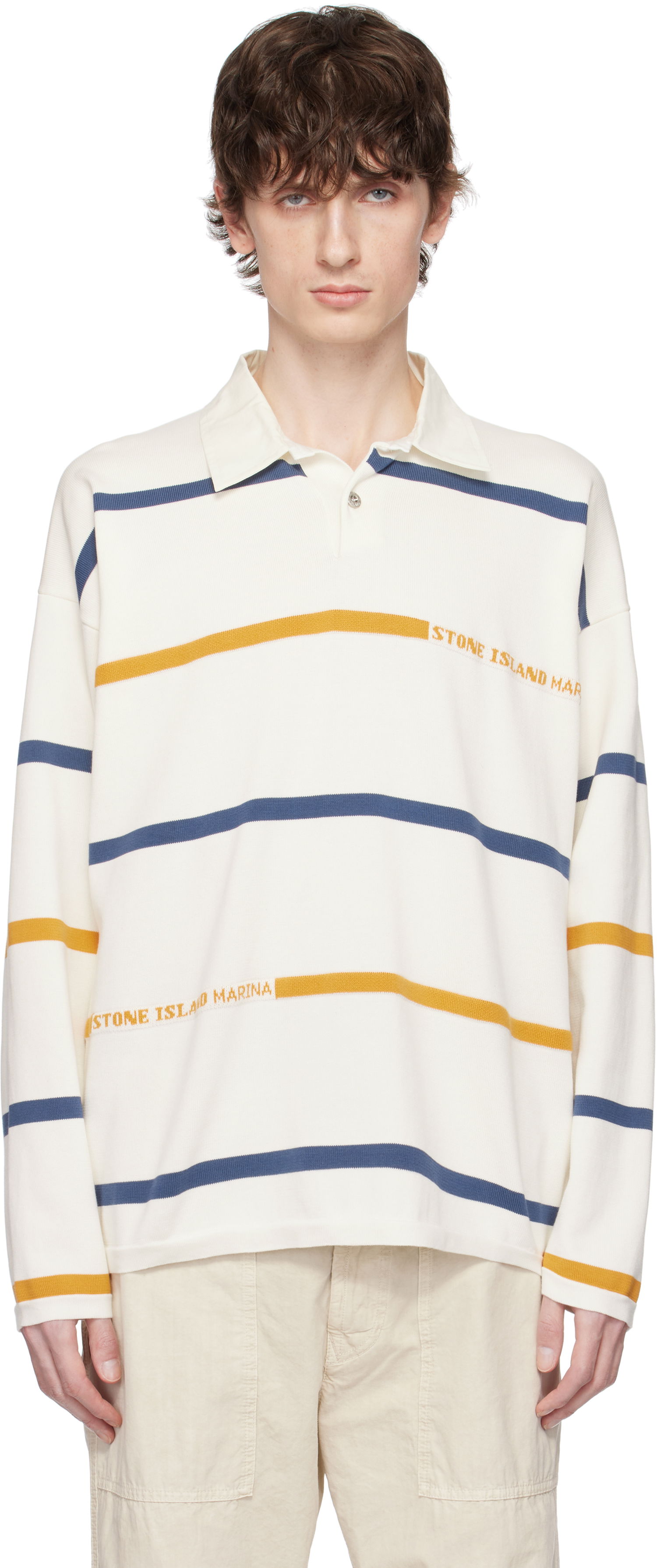 Polo skjorte Stone Island Stone Island Striped Organic Cotton Polo Hvid | K1S15 5100035 S00XB, 0