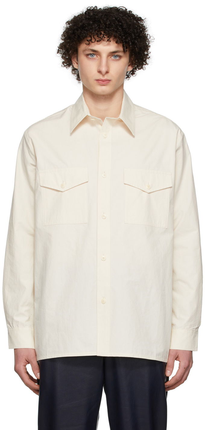 Skjorte Nanushka Pocket Cotton Shirt Hvid | NM22RSSH01772
