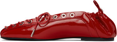 Tøj GANNI GANNI Lace-Up Ballerina Flats Rød | S3087, 2