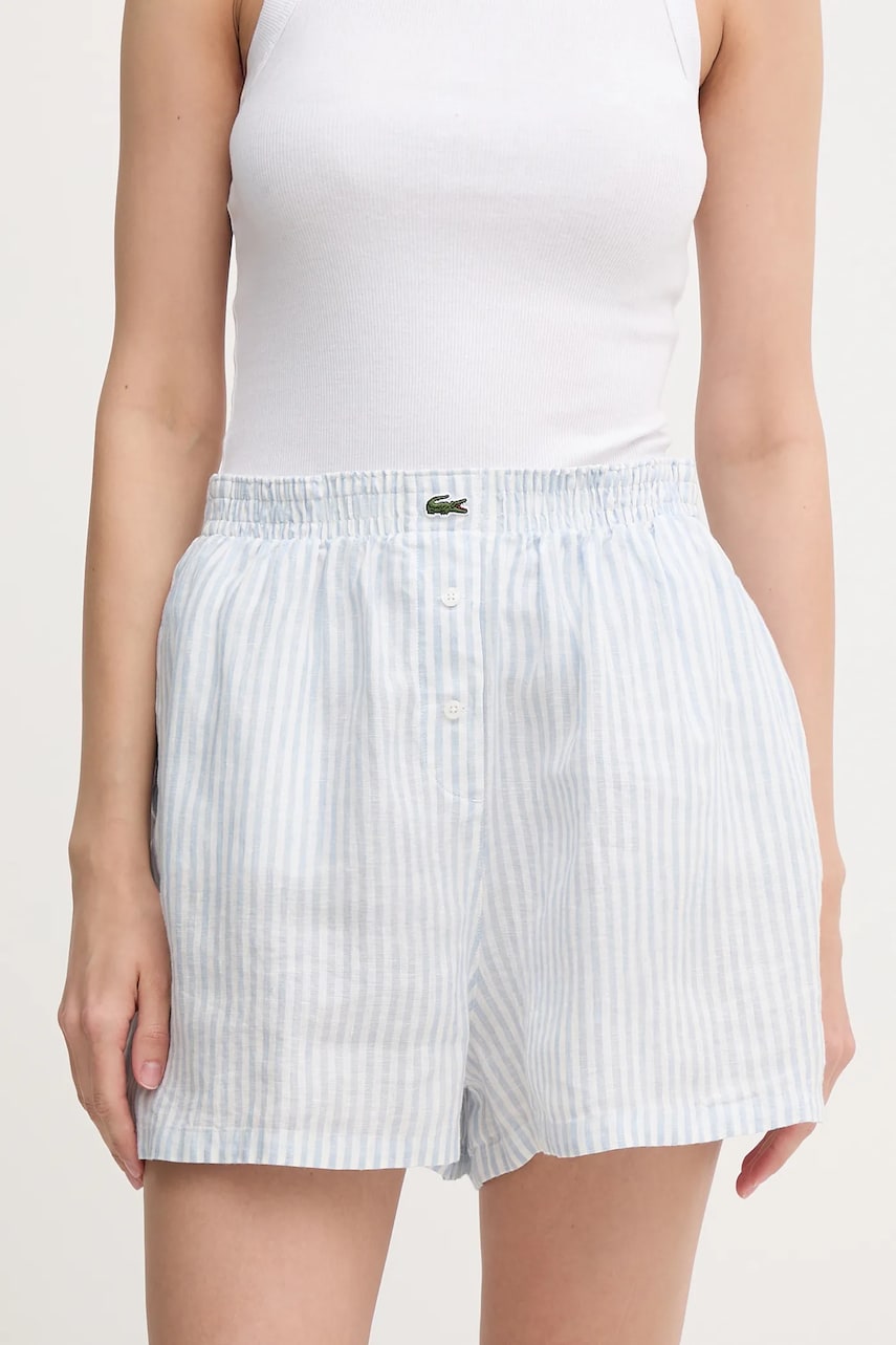 Shorts Lacoste Lacoste High Waist Linen Shorts Blå | FF0226, 0