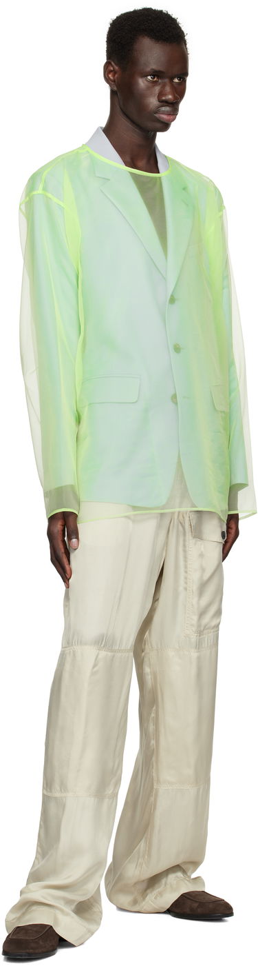 Jakke Dries Van Noten Dries Van Noten Sheer Crew Neck Overshirt Grøn | 251-020740-1501, 4