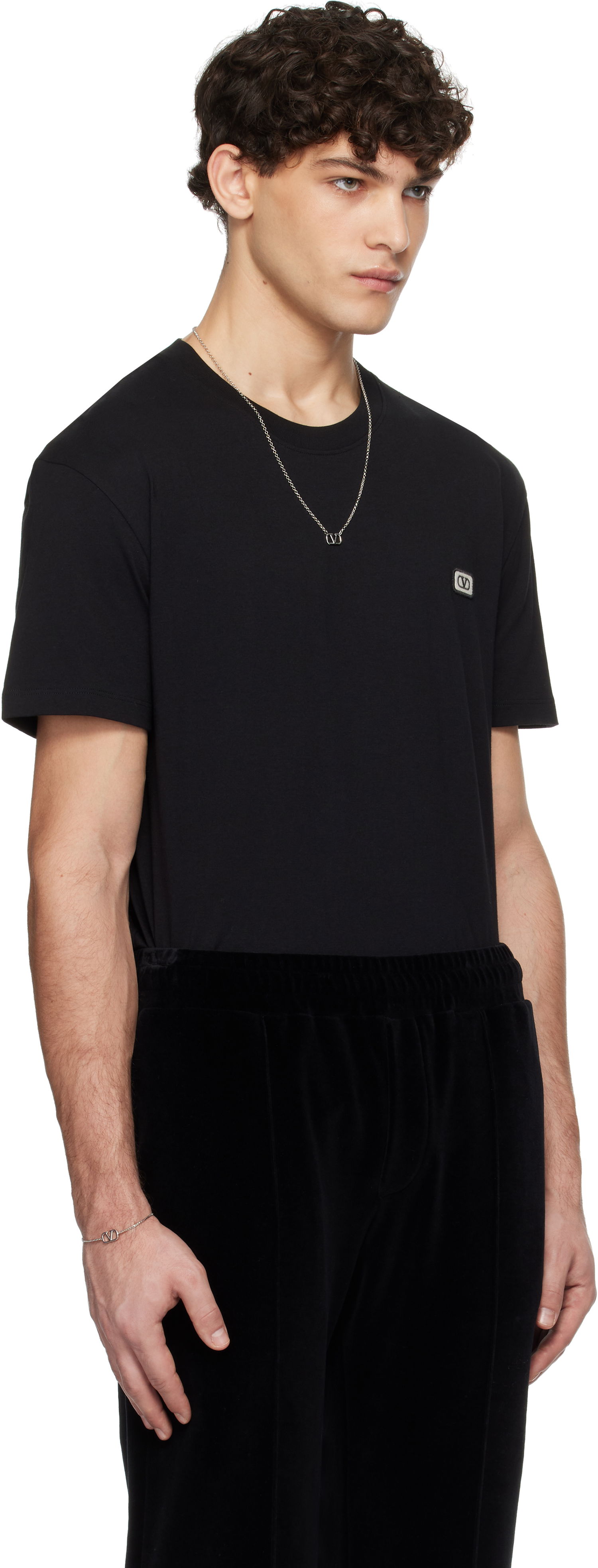 T-shirt Valentino Patch T-Shirt Sort | 6V3MG10VAQ8, 1