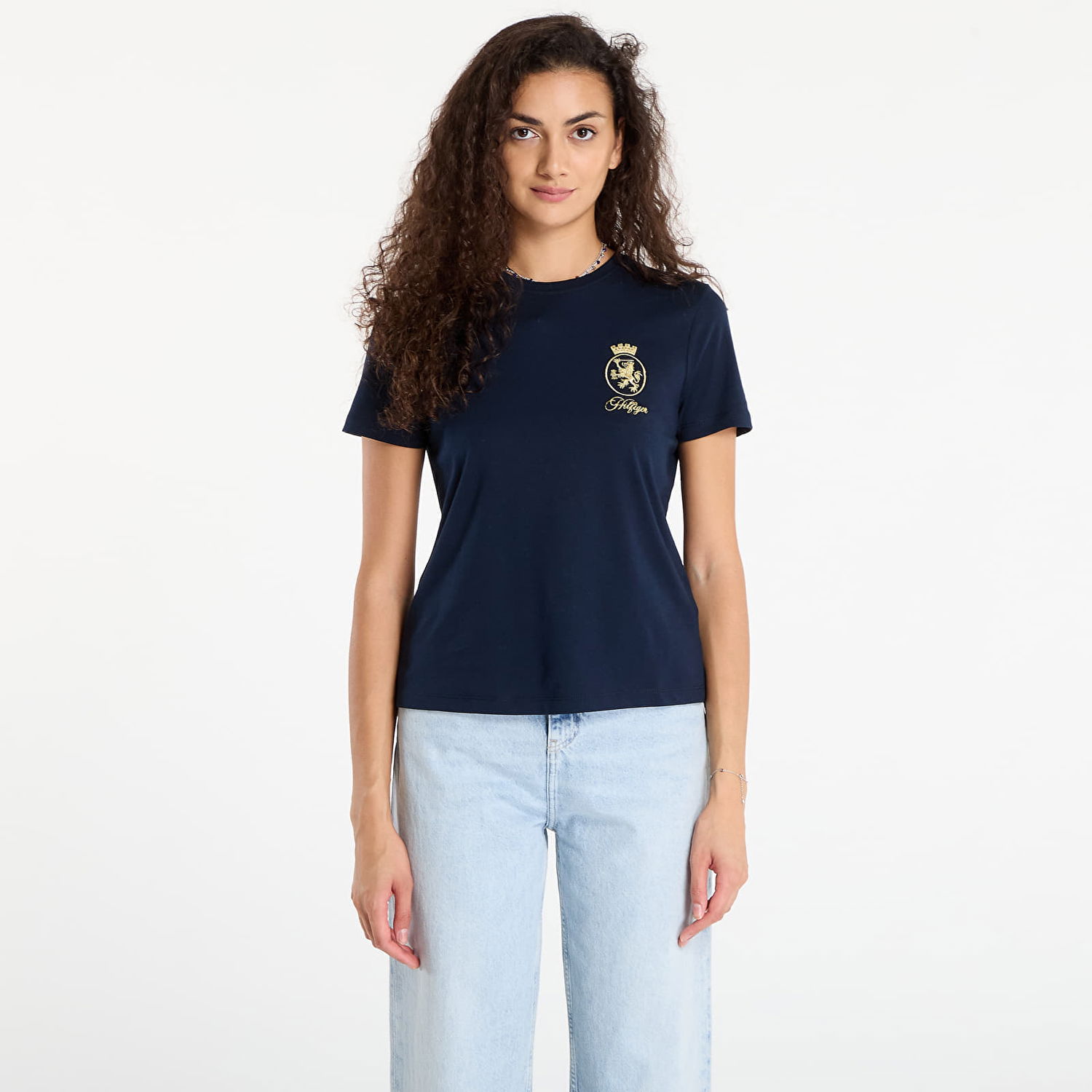 T-shirt Tommy Hilfiger Tommy Hilfiger TH Crest Embroidery Crew Neck T-Shirt Mørkeblå | WW0WW46153 C1G, 0