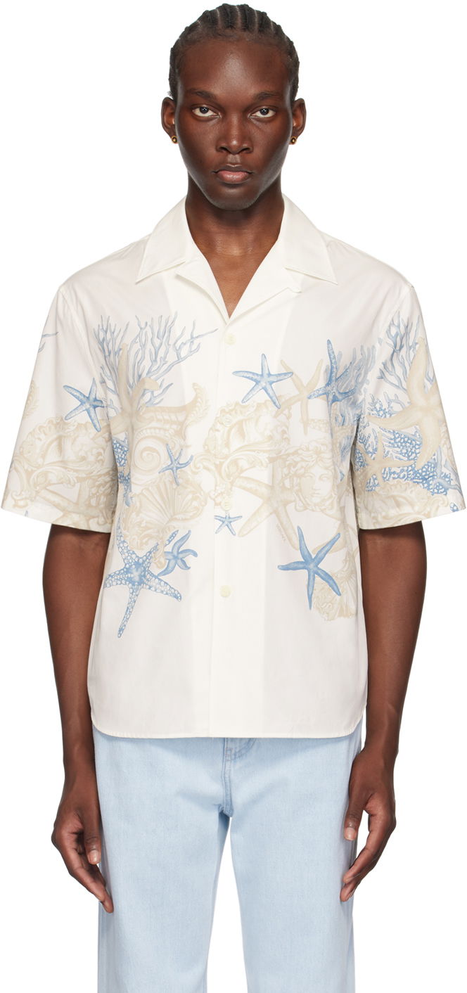 Skjorte Versace White Barocco Sea Shirt Hvid | 1015699_1A11026