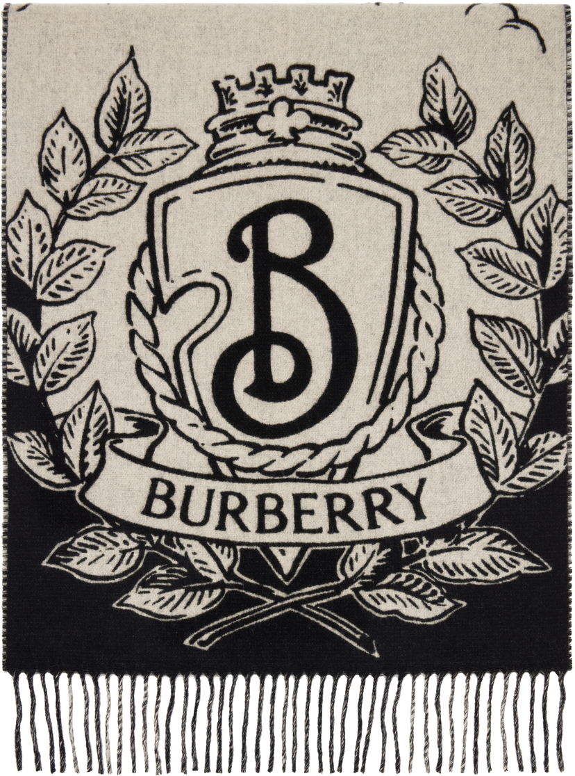 Tørklæde Burberry Burberry Reversible Knight Crest Scarf Sort | 8109372