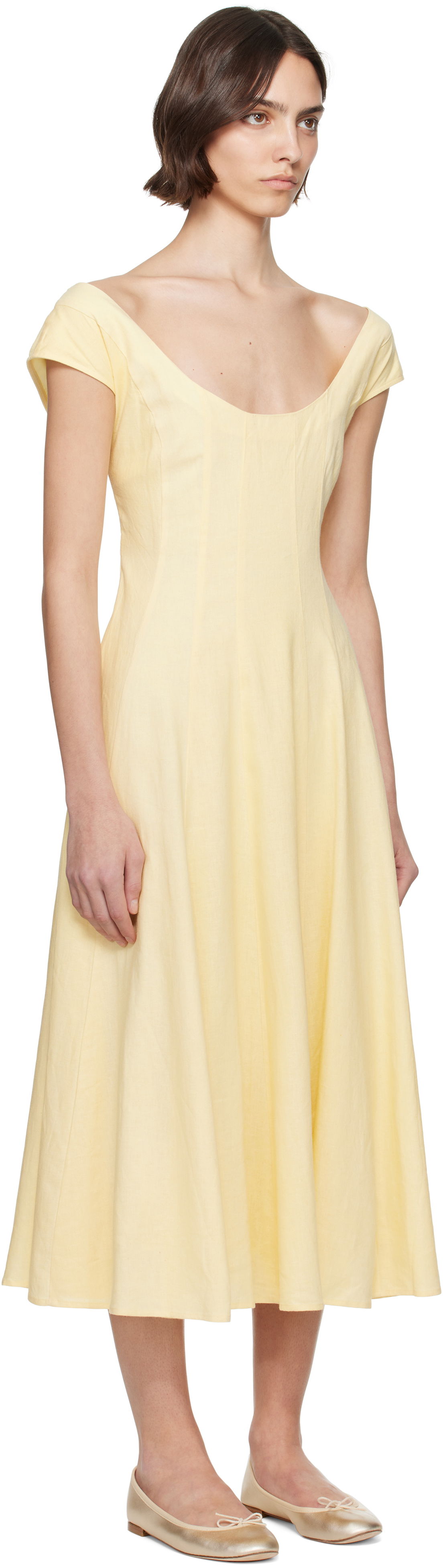 Kjole GUIZIO Guizio Leila Midi Dress Gul | S25404W085, 1