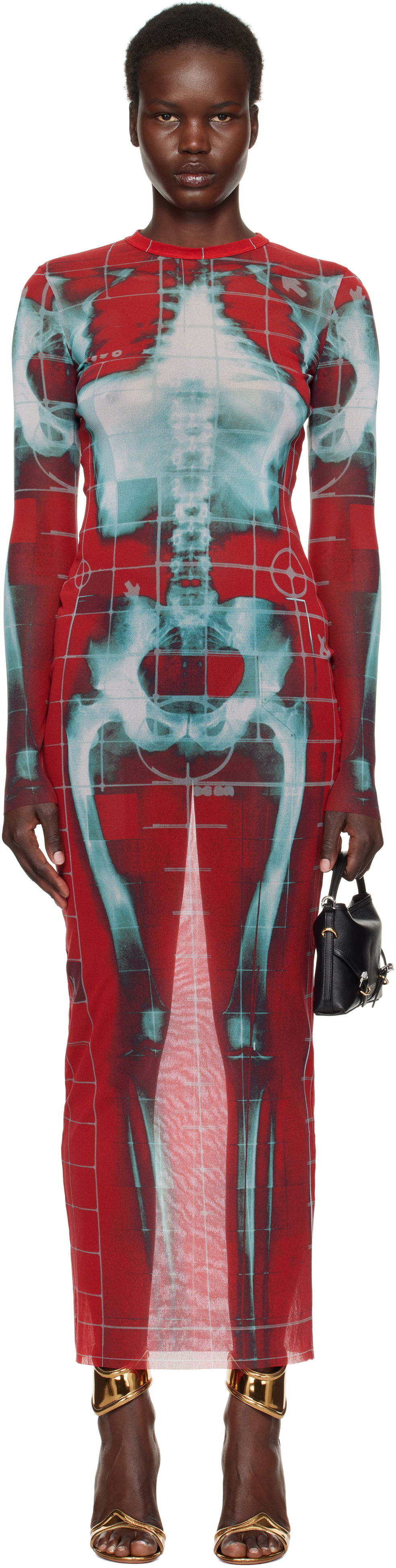 Kjole Jean Paul Gaultier Jean Paul Gaultier 'The Squeletor' Maxi Dress Rød | 25/33-F-RO309-T580-3058, 0