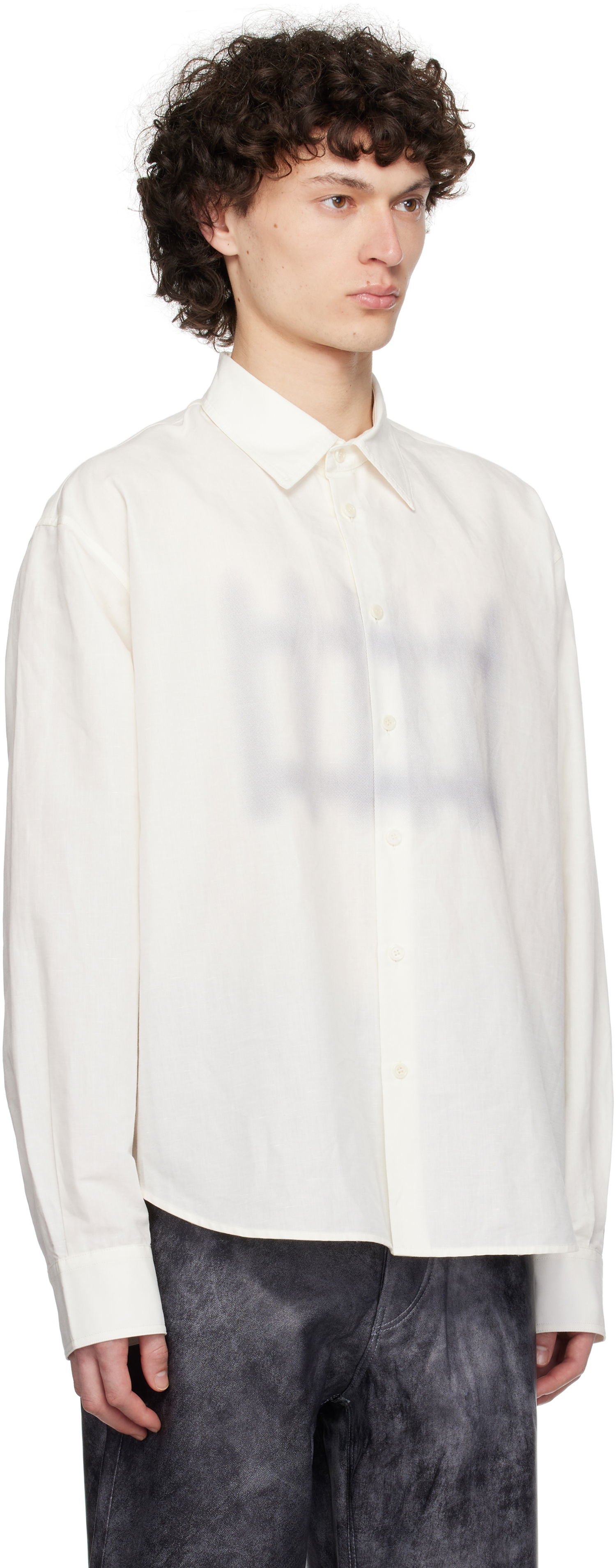Skjorte JW Anderson JW Anderson Fence Print Boxy Shirt Hvid | SH0362-PG1698, 1