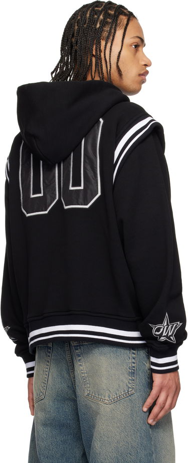 Sweatshirt Off-White Fleece Varsity Bomber Jacket with Hood Sort | OMEK003S25JER0021040, 2