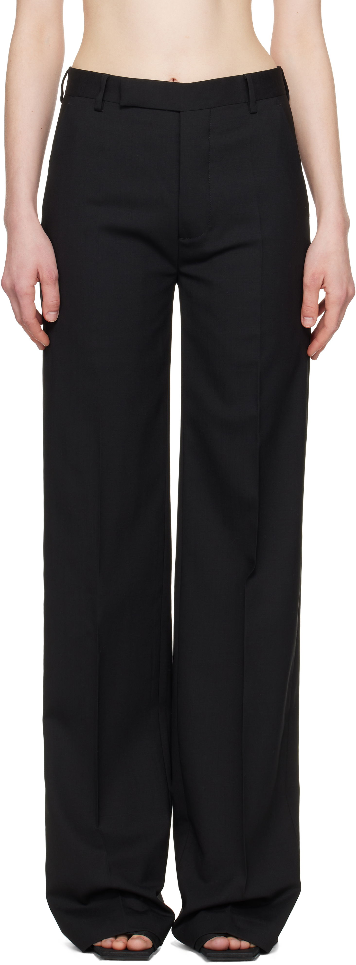 Bukser Rick Owens Rick Owens Hollywood Dietrich Wide-Leg Trousers Sort | RP01E7302 ZL, 0