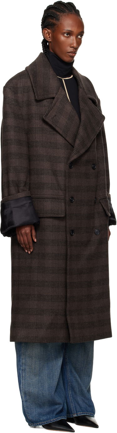 Frakker Maison Margiela MM6 Maison Margiela Checked Double-Breasted Coat Brun | S52AA0190 M35472, 1