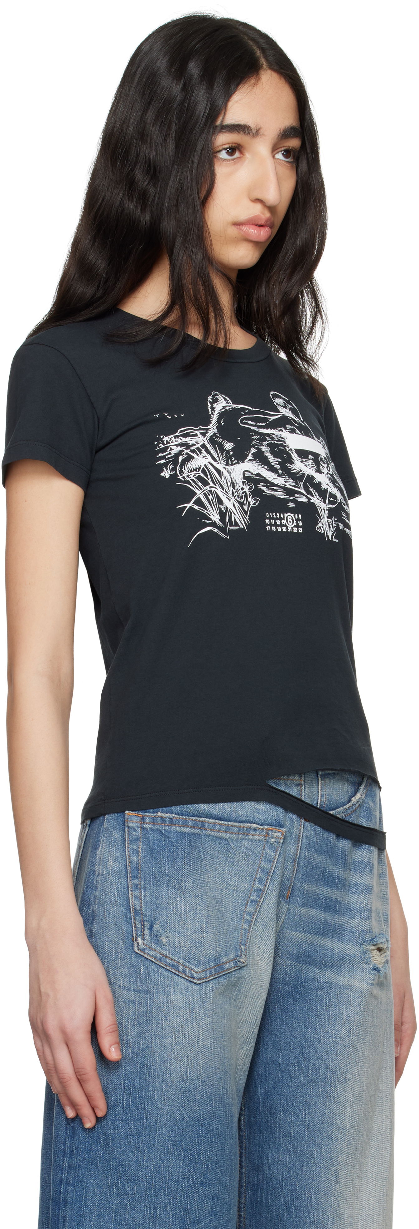 T-shirt Maison Margiela MM6 Maison Margiela Rabbit Print T-Shirt Sort | S62GD0199 M20108, 1