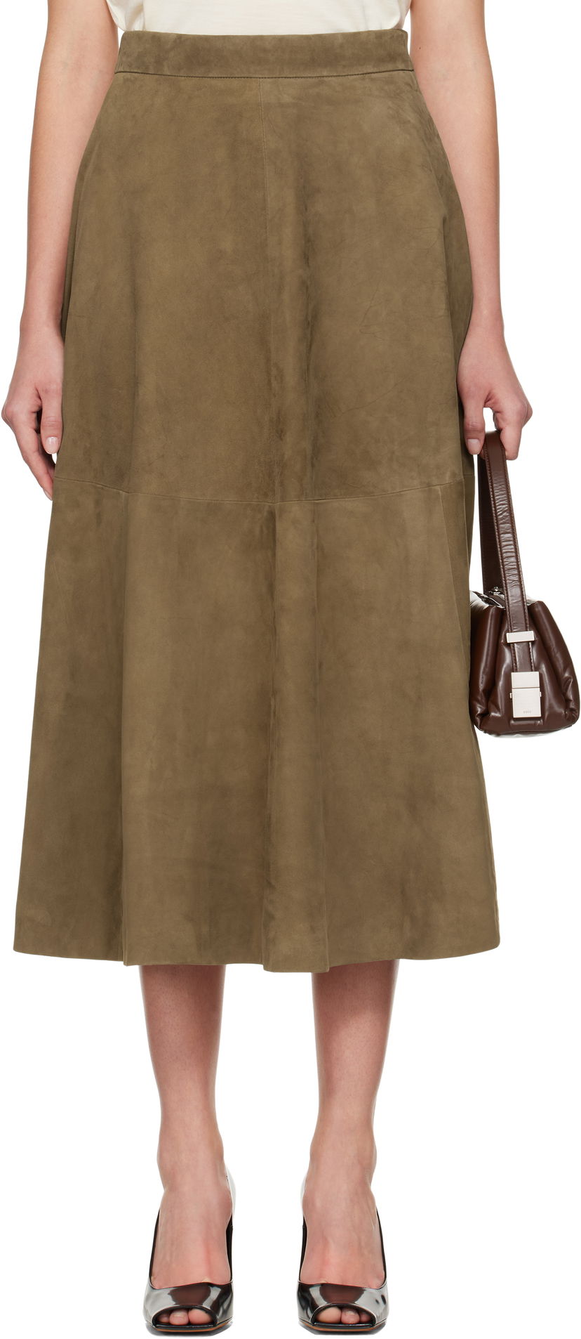 Nederdel Róhe Róhe A-Line Suede Midi Skirt Grøn | 414-32-144