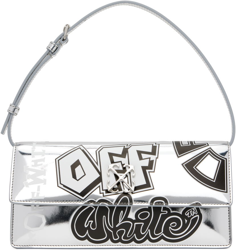 Håndtaske Off-White Jitney 1.0 Printed Shoulder Bag Metalisk | OWNN172S25FAB0027210