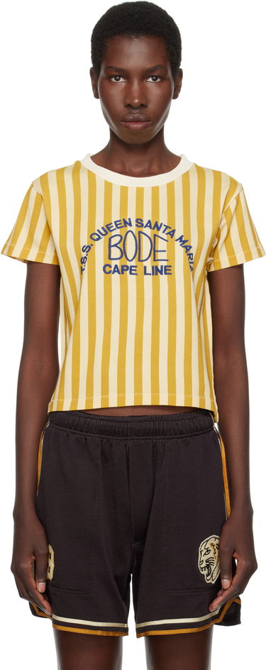 Crop top Bode Bode Striped Cropped T-Shirt Gul | WRS25CS023, 0