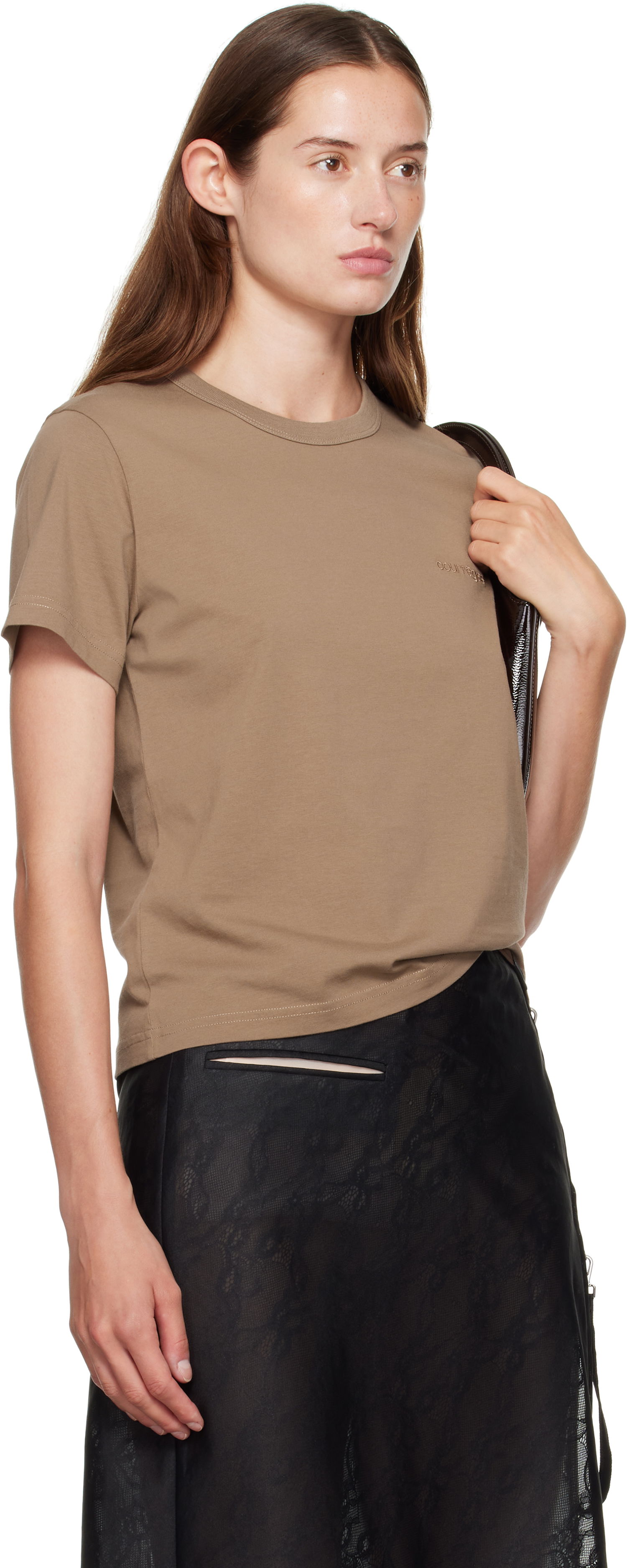 T-shirt Courrèges Courrèges Embroidered T-Shirt Brun | 325JTS217JS0233, 1